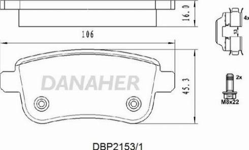 Danaher DBP2153/1 - Комплект спирачно феродо, дискови спирачки vvparts.bg