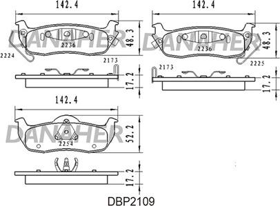 Danaher DBP2109 - Комплект спирачно феродо, дискови спирачки vvparts.bg