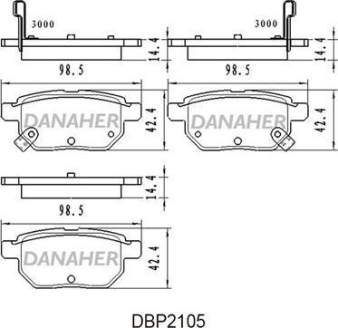 Danaher DBP2105 - Комплект спирачно феродо, дискови спирачки vvparts.bg