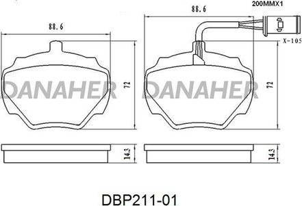 Danaher DBP211-01 - Комплект спирачно феродо, дискови спирачки vvparts.bg