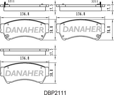 Danaher DBP211/1 - Комплект спирачно феродо, дискови спирачки vvparts.bg