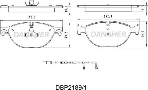 Danaher DBP2189/1 - Комплект спирачно феродо, дискови спирачки vvparts.bg