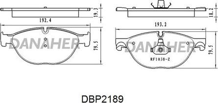 Danaher DBP2189 - Комплект спирачно феродо, дискови спирачки vvparts.bg