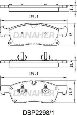 Danaher DBP2298/1 - Комплект спирачно феродо, дискови спирачки vvparts.bg