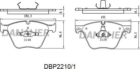 Danaher DBP2210/1 - Комплект спирачно феродо, дискови спирачки vvparts.bg