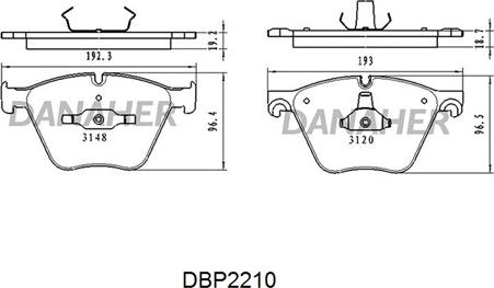 Danaher DBP2210 - Комплект спирачно феродо, дискови спирачки vvparts.bg