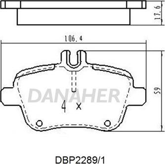 Danaher DBP2289/1 - Комплект спирачно феродо, дискови спирачки vvparts.bg