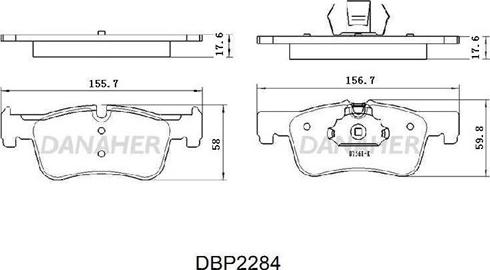 Danaher DBP2284 - Комплект спирачно феродо, дискови спирачки vvparts.bg