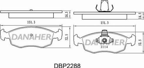 Danaher DBP2288 - Комплект спирачно феродо, дискови спирачки vvparts.bg