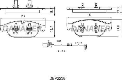 Danaher DBP2238 - Комплект спирачно феродо, дискови спирачки vvparts.bg