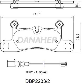 Danaher DBP2233/2 - Комплект спирачно феродо, дискови спирачки vvparts.bg