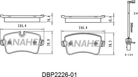 Danaher DBP2226-01 - Комплект спирачно феродо, дискови спирачки vvparts.bg