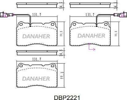 Danaher DBP2221 - Комплект спирачно феродо, дискови спирачки vvparts.bg