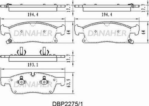 Danaher DBP2275/1 - Комплект спирачно феродо, дискови спирачки vvparts.bg