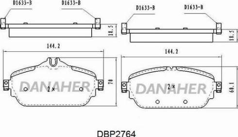 Danaher DBP2764 - Комплект спирачно феродо, дискови спирачки vvparts.bg