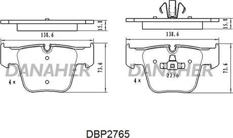 Danaher DBP2765 - Комплект спирачно феродо, дискови спирачки vvparts.bg