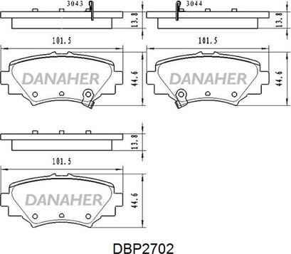 Danaher DBP2702 - Комплект спирачно феродо, дискови спирачки vvparts.bg