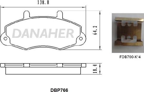 Danaher DBP766 - Комплект спирачно феродо, дискови спирачки vvparts.bg