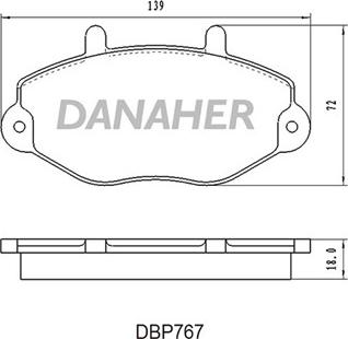 Danaher DBP767 - Комплект спирачно феродо, дискови спирачки vvparts.bg