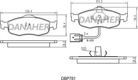 Danaher DBP78/1 - Комплект спирачно феродо, дискови спирачки vvparts.bg