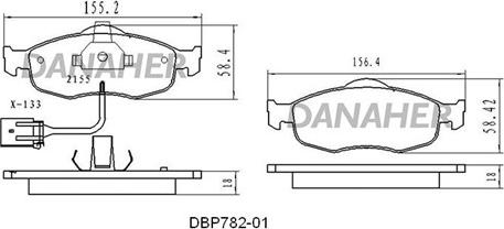 Danaher DBP782-01 - Комплект спирачно феродо, дискови спирачки vvparts.bg