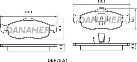 Danaher DBP782/1 - Комплект спирачно феродо, дискови спирачки vvparts.bg