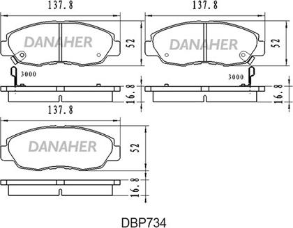 Danaher DBP734 - Комплект спирачно феродо, дискови спирачки vvparts.bg