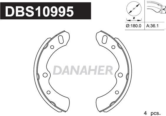 Danaher DBS10995 - Комплект спирачна челюст vvparts.bg