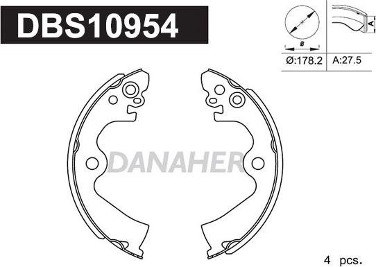 Danaher DBS10954 - Комплект спирачна челюст vvparts.bg