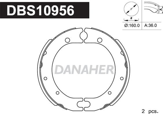 Danaher DBS10956 - Комплект спирачна челюст, ръчна спирачка vvparts.bg