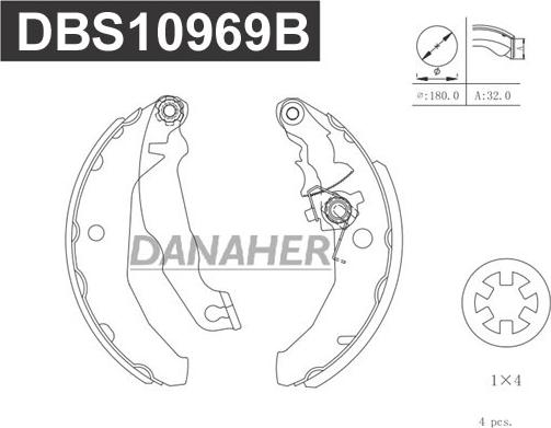 Danaher DBS10969B - Комплект спирачна челюст vvparts.bg