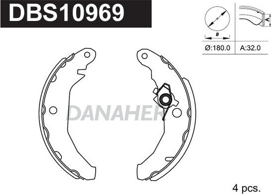 Danaher DBS10969 - Комплект спирачна челюст vvparts.bg
