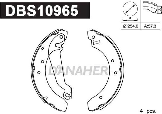 Danaher DBS10965 - Комплект спирачна челюст vvparts.bg