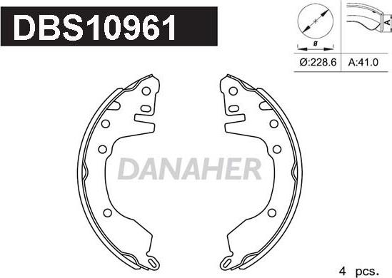 Danaher DBS10961 - Комплект спирачна челюст vvparts.bg