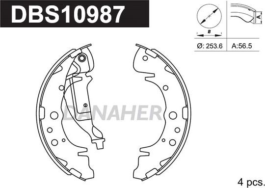 Danaher DBS10987 - Комплект спирачна челюст vvparts.bg