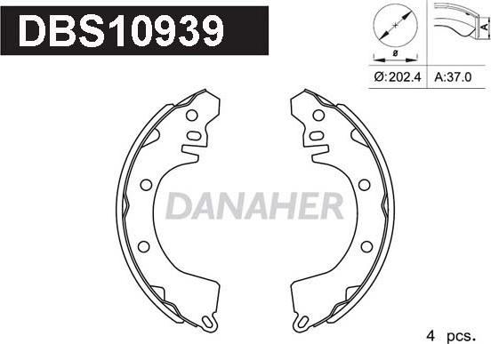 Danaher DBS10939 - Комплект спирачна челюст vvparts.bg