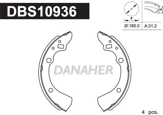 Danaher DBS10936 - Комплект спирачна челюст vvparts.bg