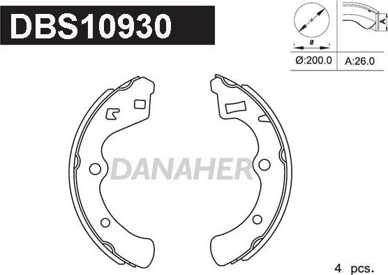 Danaher DBS10930 - Комплект спирачна челюст vvparts.bg