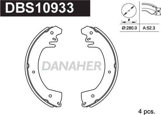 Danaher DBS10933 - Комплект спирачна челюст vvparts.bg