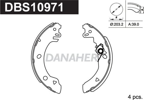 Danaher DBS10971 - Комплект спирачна челюст vvparts.bg