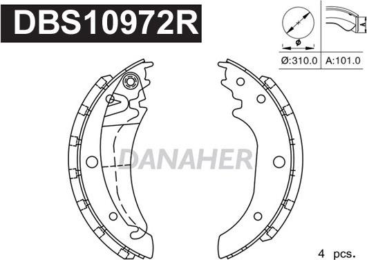 Danaher DBS10972R - Комплект спирачна челюст vvparts.bg