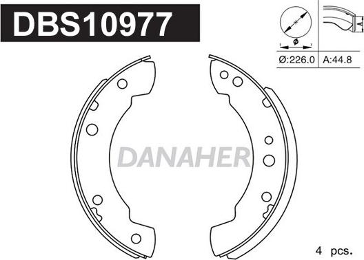 Danaher DBS10977 - Комплект спирачна челюст vvparts.bg