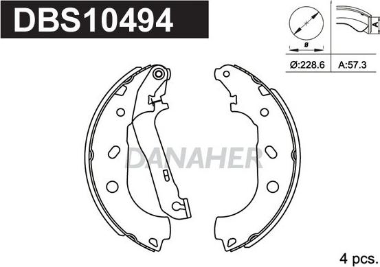 Danaher DBS10494 - Комплект спирачна челюст vvparts.bg