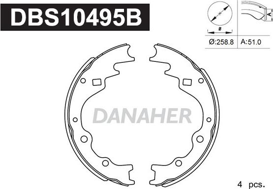 Danaher DBS10495B - Комплект спирачна челюст vvparts.bg