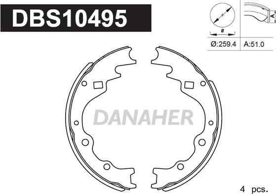 Danaher DBS10495 - Комплект спирачна челюст vvparts.bg