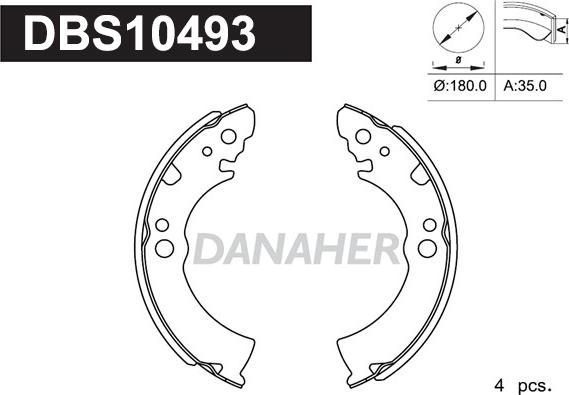 Danaher DBS10493 - Комплект спирачна челюст vvparts.bg