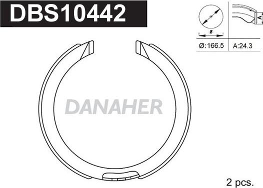 Danaher DBS10442 - Комплект спирачна челюст, ръчна спирачка vvparts.bg