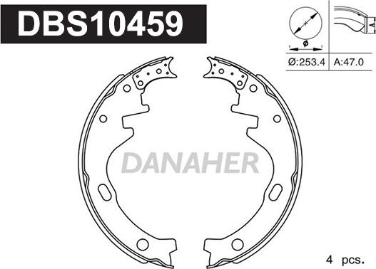 Danaher DBS10459 - Комплект спирачна челюст vvparts.bg