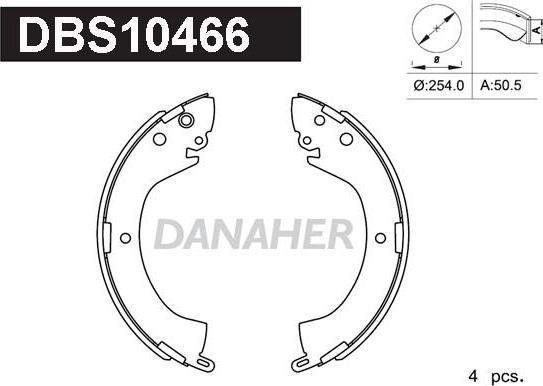 Danaher DBS10466 - Комплект спирачна челюст vvparts.bg