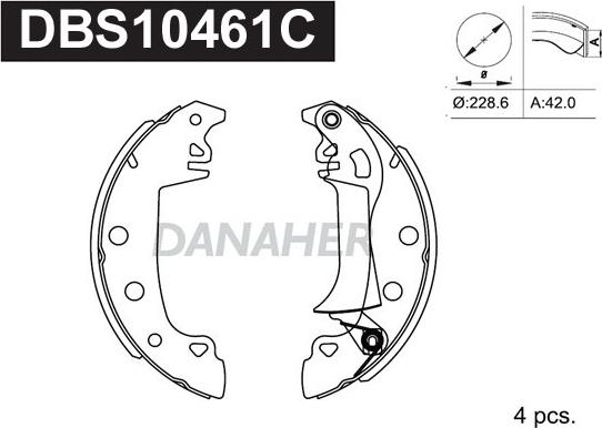 Danaher DBS10461C - Комплект спирачна челюст vvparts.bg